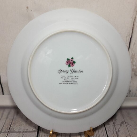 Floral 8" Salad Dessert Plate Set Of 4 Box Punch Studio Spring Garden Porcelain - Picture 10 of 14